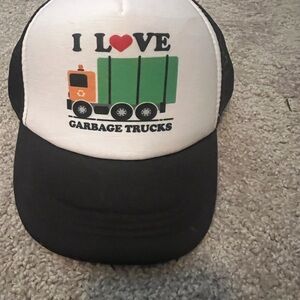 Kids 'I Love Garbage Trucks' Black and White Cap